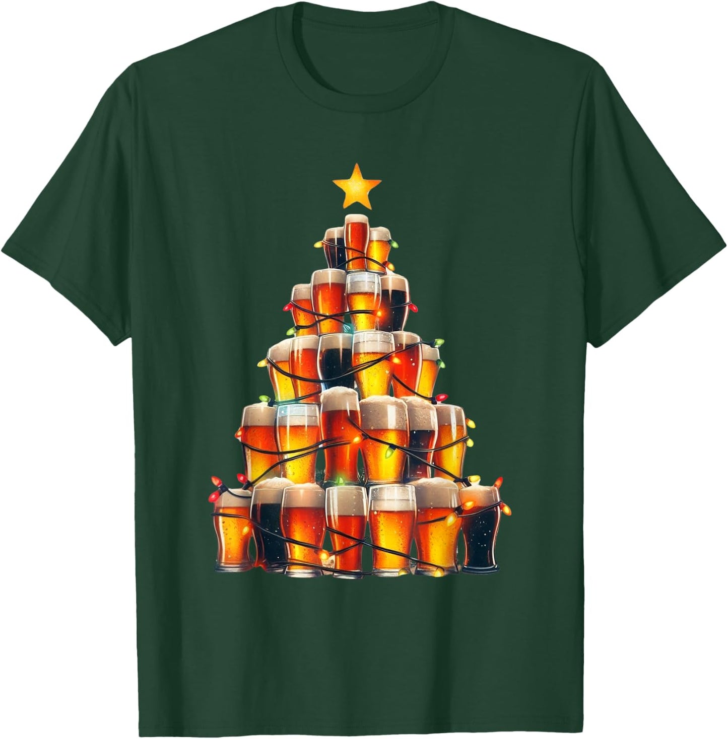 Beer Xmas Christmas Tree T-Shirt - T-Shirt | Forest