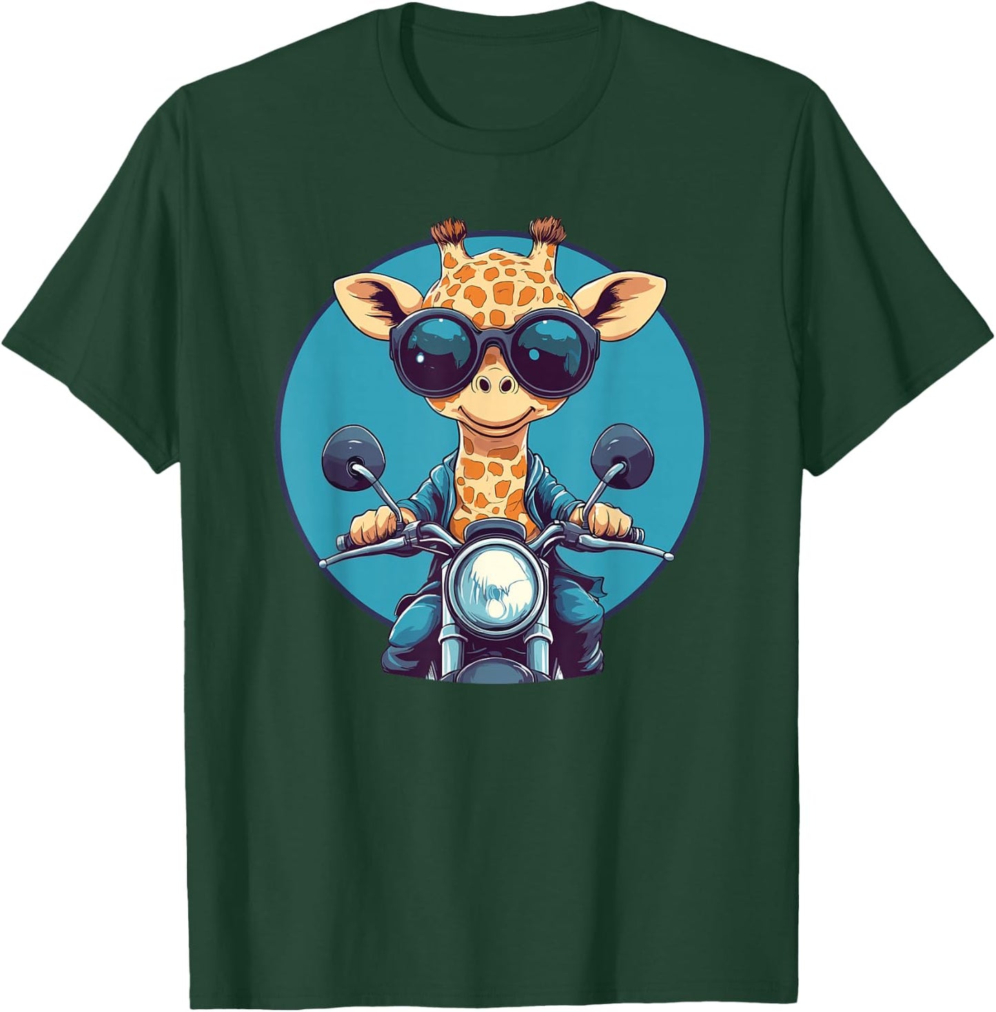 Cool Giraffe On Motorcycle With Sunglasses T-Shirt - T-Shirt | Forest