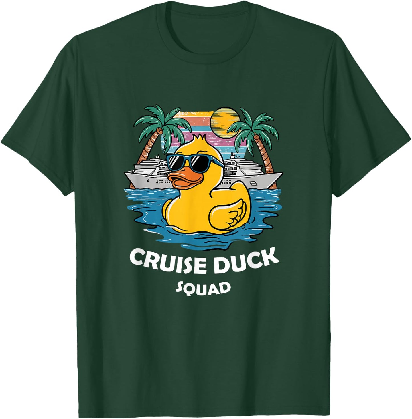 Funny Duck Cruise Rubber Duck Squad Vacation Cruise Ship T-Shirt - T-Shirt | Forest