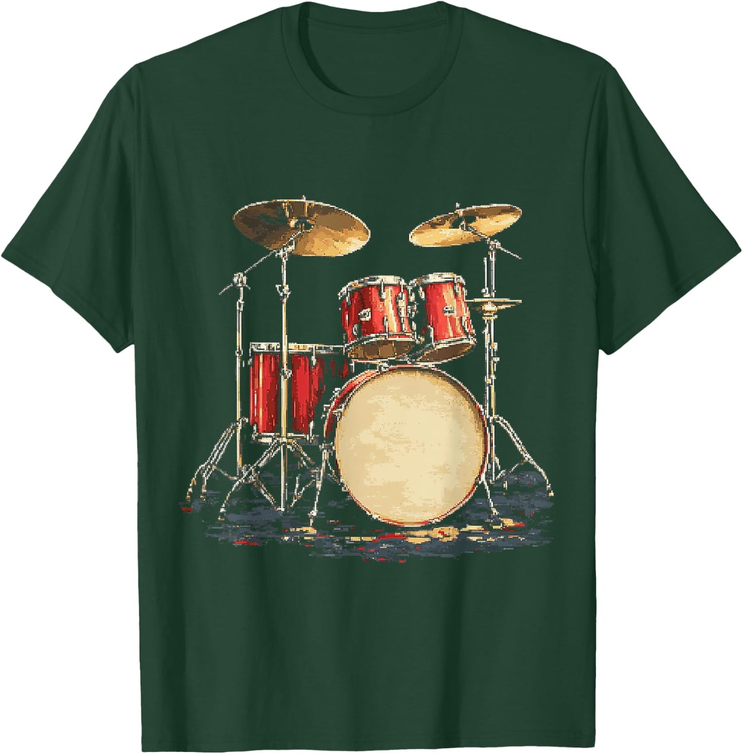 Musical Instrument Drum Set , Black, S T-Shirt - T-Shirt | Forest