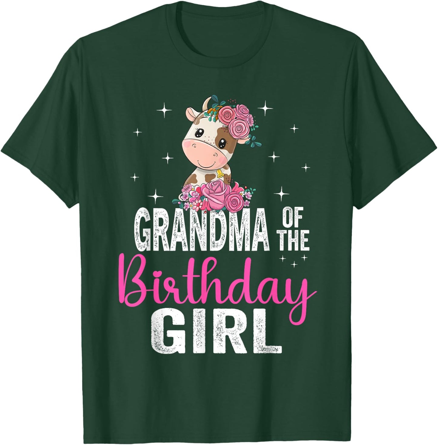 Grandma Of The Birthday Girl Cow 1St Grandma Birthday Girl T-Shirt - T-Shirt | Forest