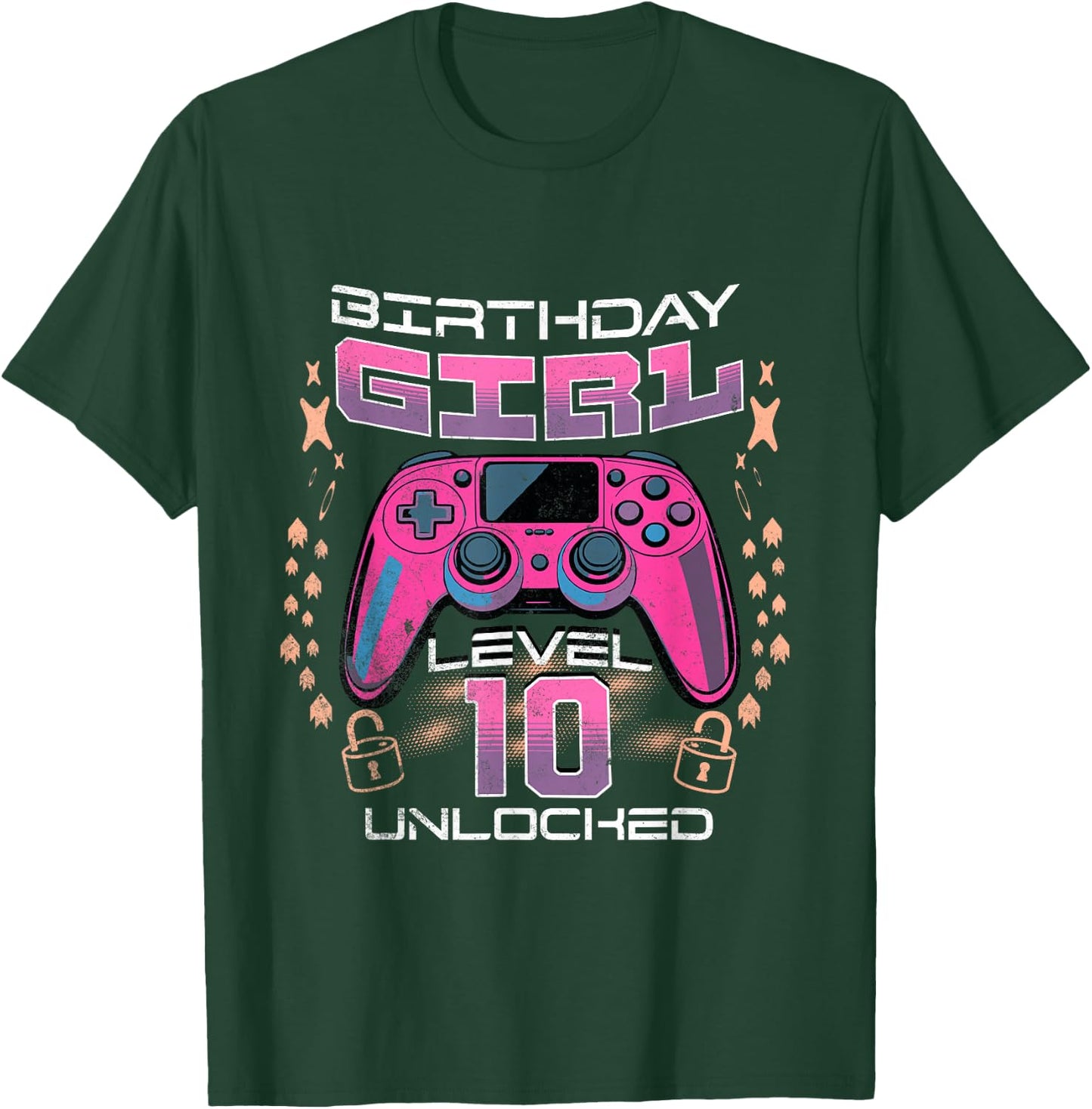 10th Birthday Gaming Gift Girl Age 10 Year Old Gamer Girls T-Shirt - T-Shirt | Forest
