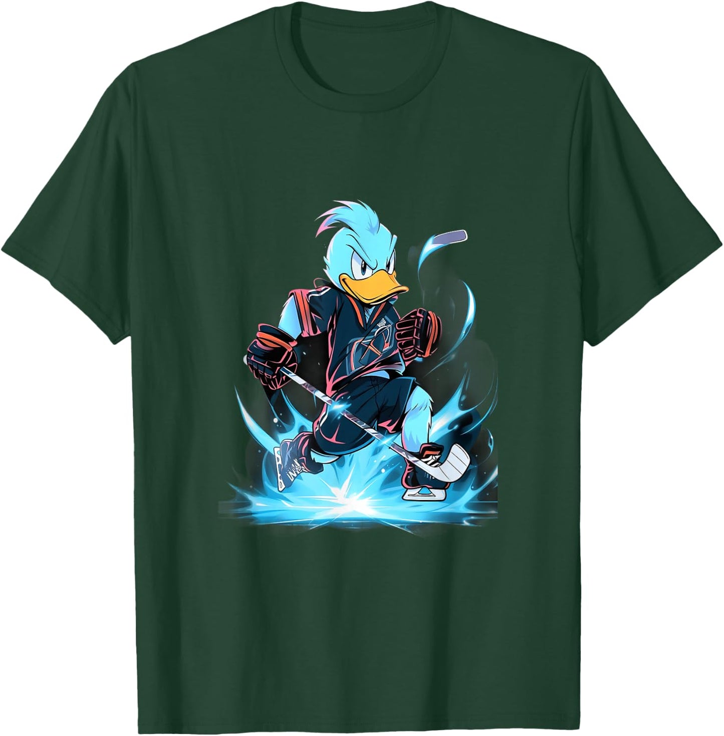 Duck Ice Hockey Player Hockey Stick Goalkeeper T-Shirt - T-Shirt | Forest