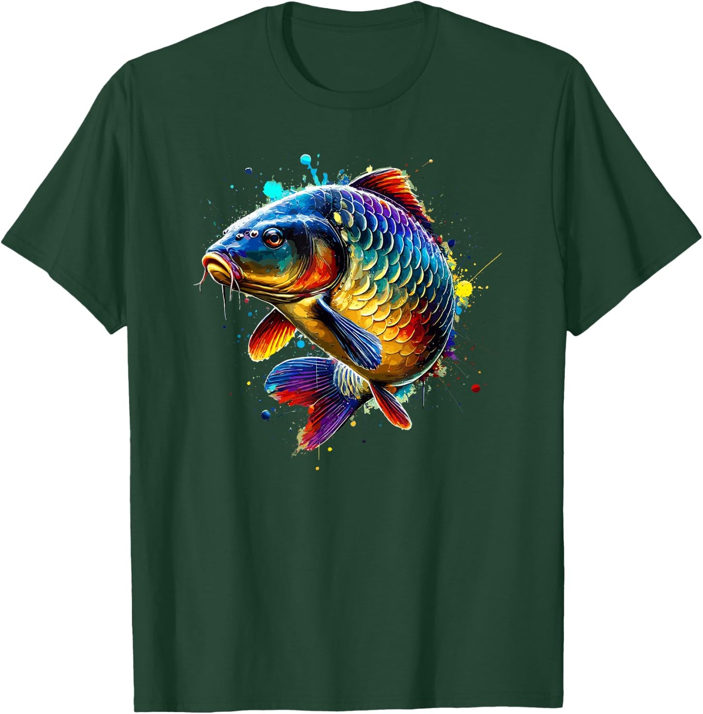 Colorful Splash Art Fishing Carp Fisherman Carps T-Shirt - T-Shirt | Forest