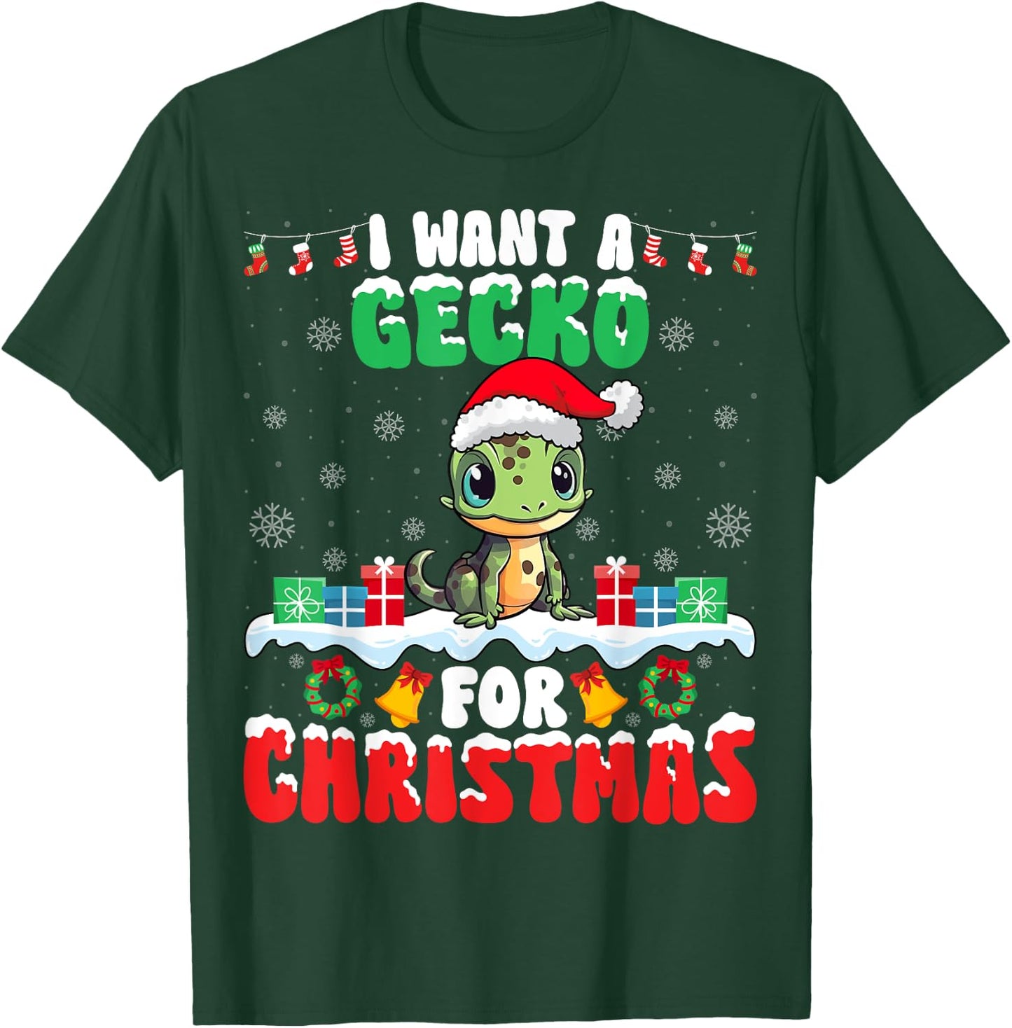 I Want Gecko for Christmas - Reptile Gecko Lover Santa Xmas T-Shirt - T-Shirt | Forest