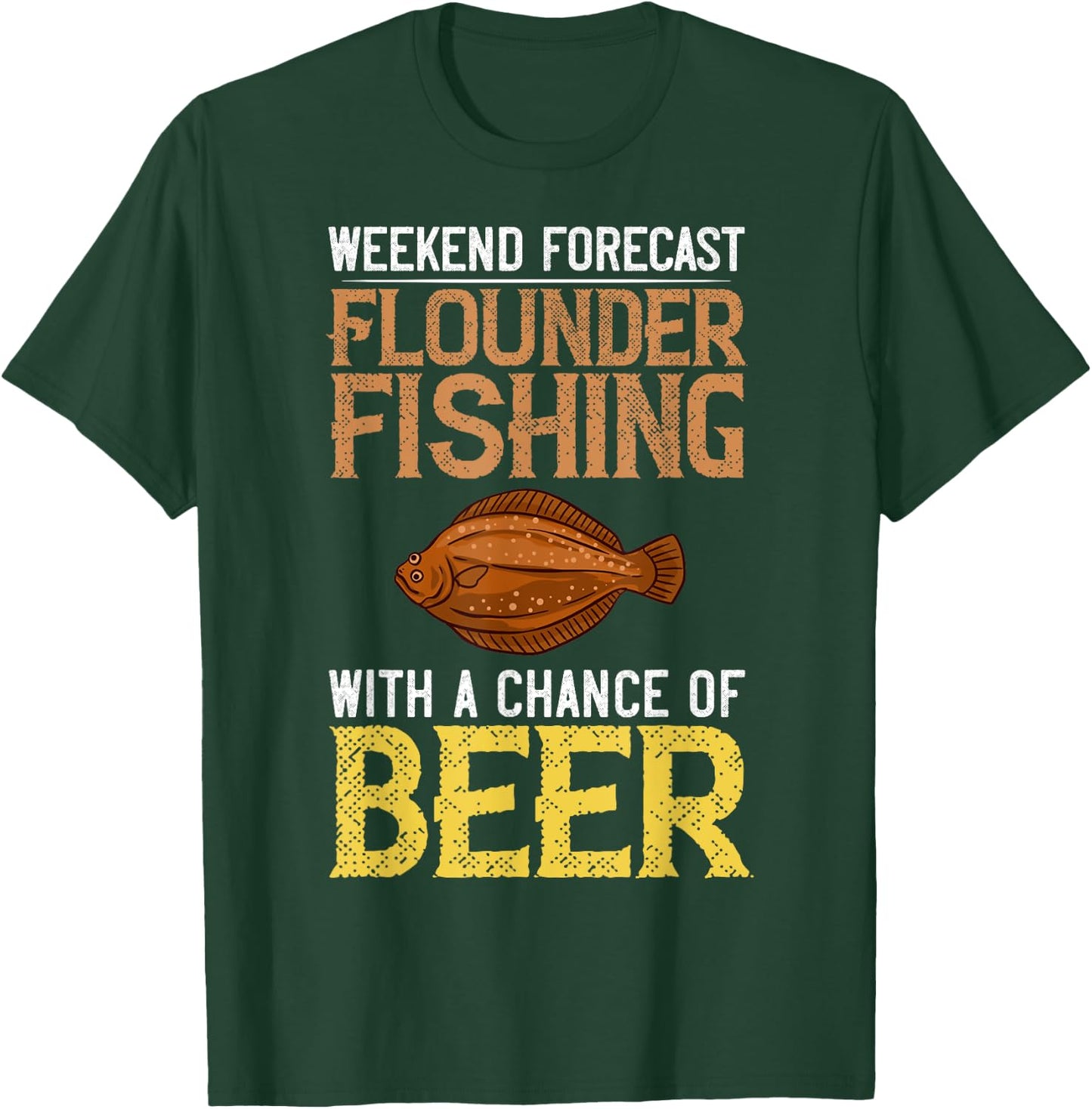 Flounder Fish Funny Animals Flatfish Fishing T-Shirt - T-Shirt | Forest