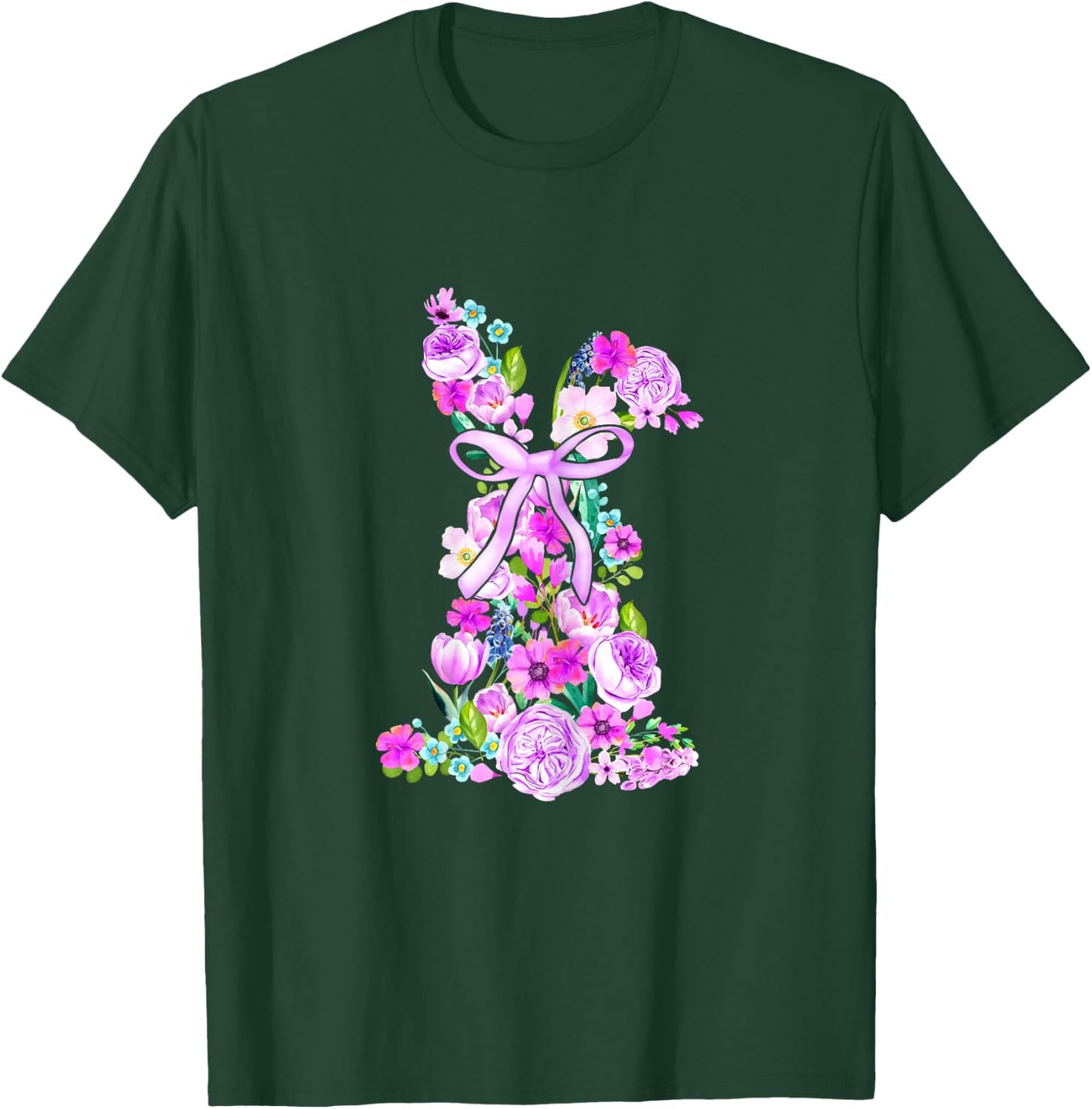 Watercolor Violet Floral Easter Bunny Woment Girls T-Shirt - T-Shirt | Forest