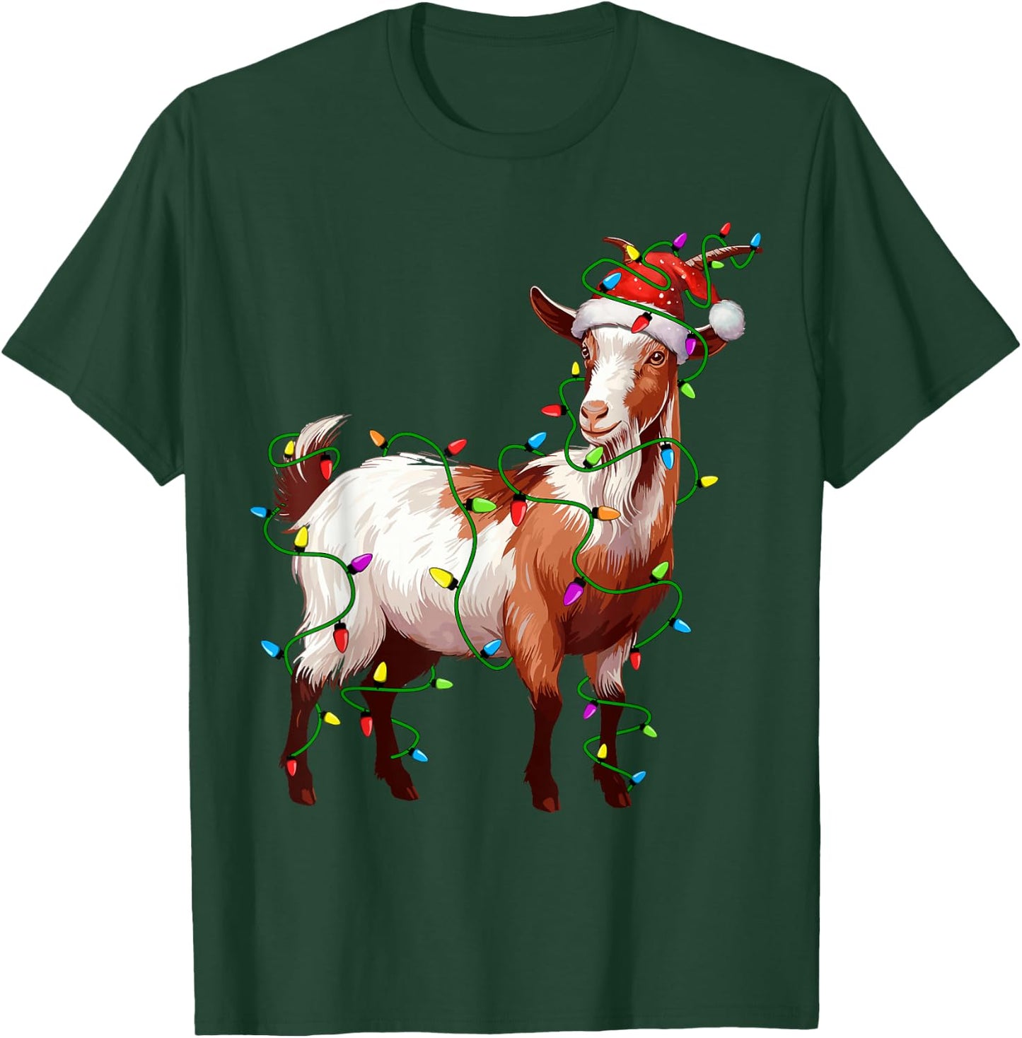 Goat Santa Christmas Tree Lighting Xmas Funny T-Shirt - T-Shirt | Forest