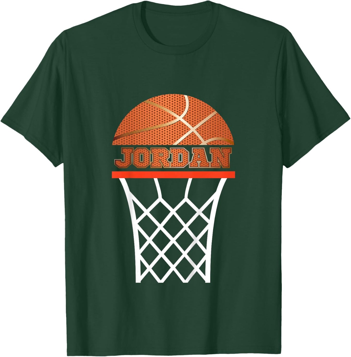 Basketball Jordan Custom Name Gift Boys, Youths T-Shirt - T-Shirt | Forest