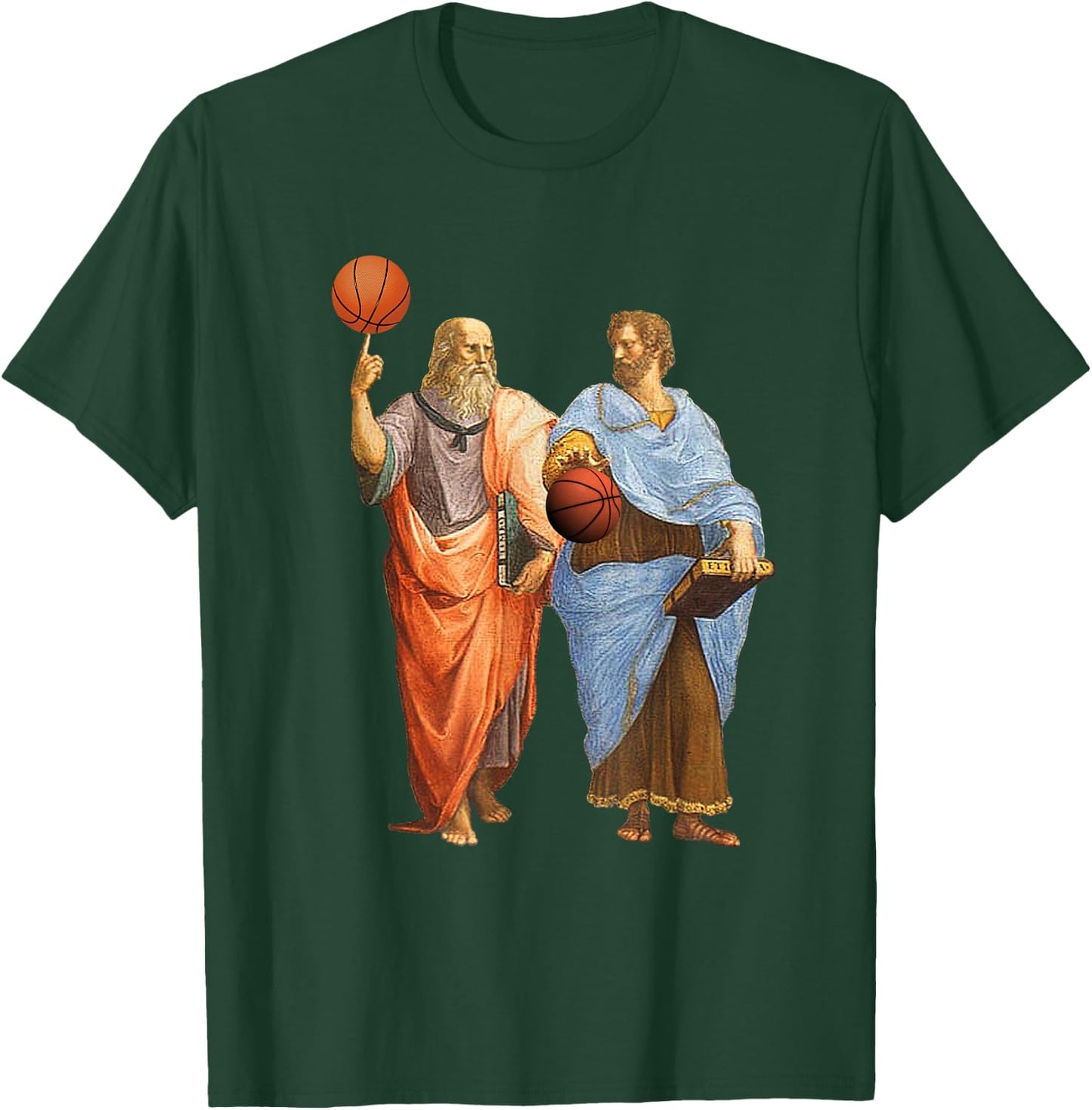 Aristotle and Plato with Basketballs - Philosophy Match T-Shirt - T-Shirt | Forest