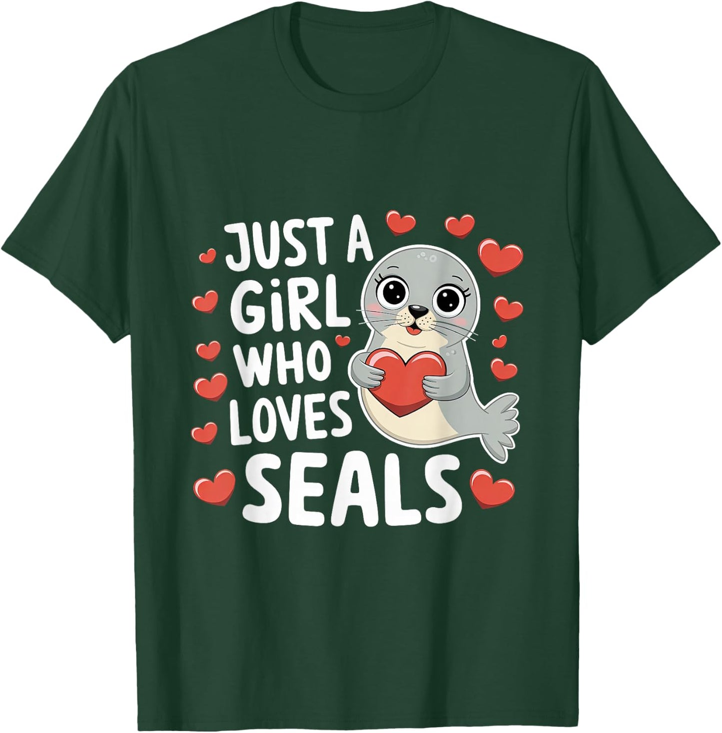 Just A Girl Who Loves Seals Funny Seals Lover Women Kids T-Shirt - T-Shirt | Forest