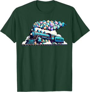Railroad Bunny Train Easter Egg Kids Toddler Boys Easter T-Shirt - T-Shirt | Forest