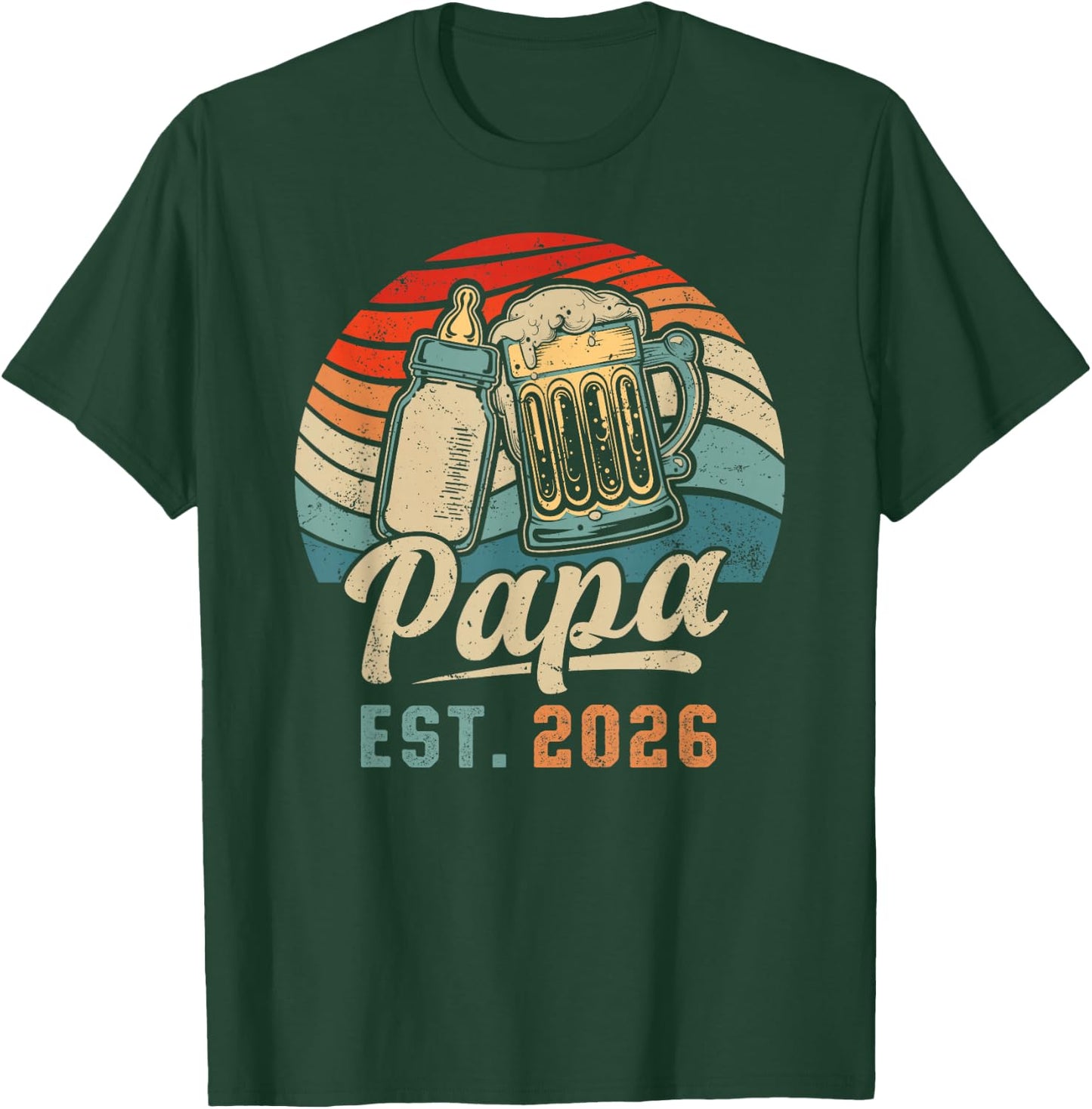 Papa Est. 2026, Erster Vatertag, Frischgebackener Vater T-Shirt - T-Shirt | Forest