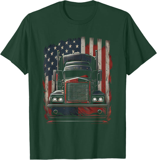 US amerikanische Flagge Trucker Lkw-Fahrer Geschenk T-Shirt - T-Shirt | Forest