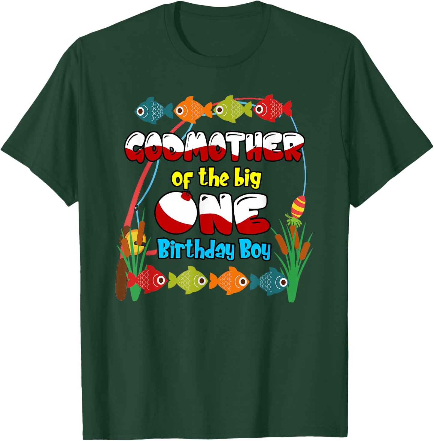 O-Fish-Ally One Birthday Outfit Godmother of Birthday Boy T-Shirt - T-Shirt | Forest