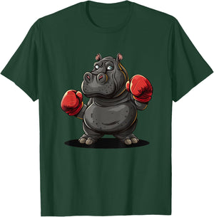 Cool boxing Athlete Costume for Hippo and Animals Lovers T-Shirt - T-Shirt | Forest