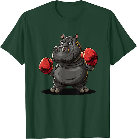 Cool boxing Athlete Costume for Hippo and Animals Lovers T-Shirt - T-Shirt | Forest
