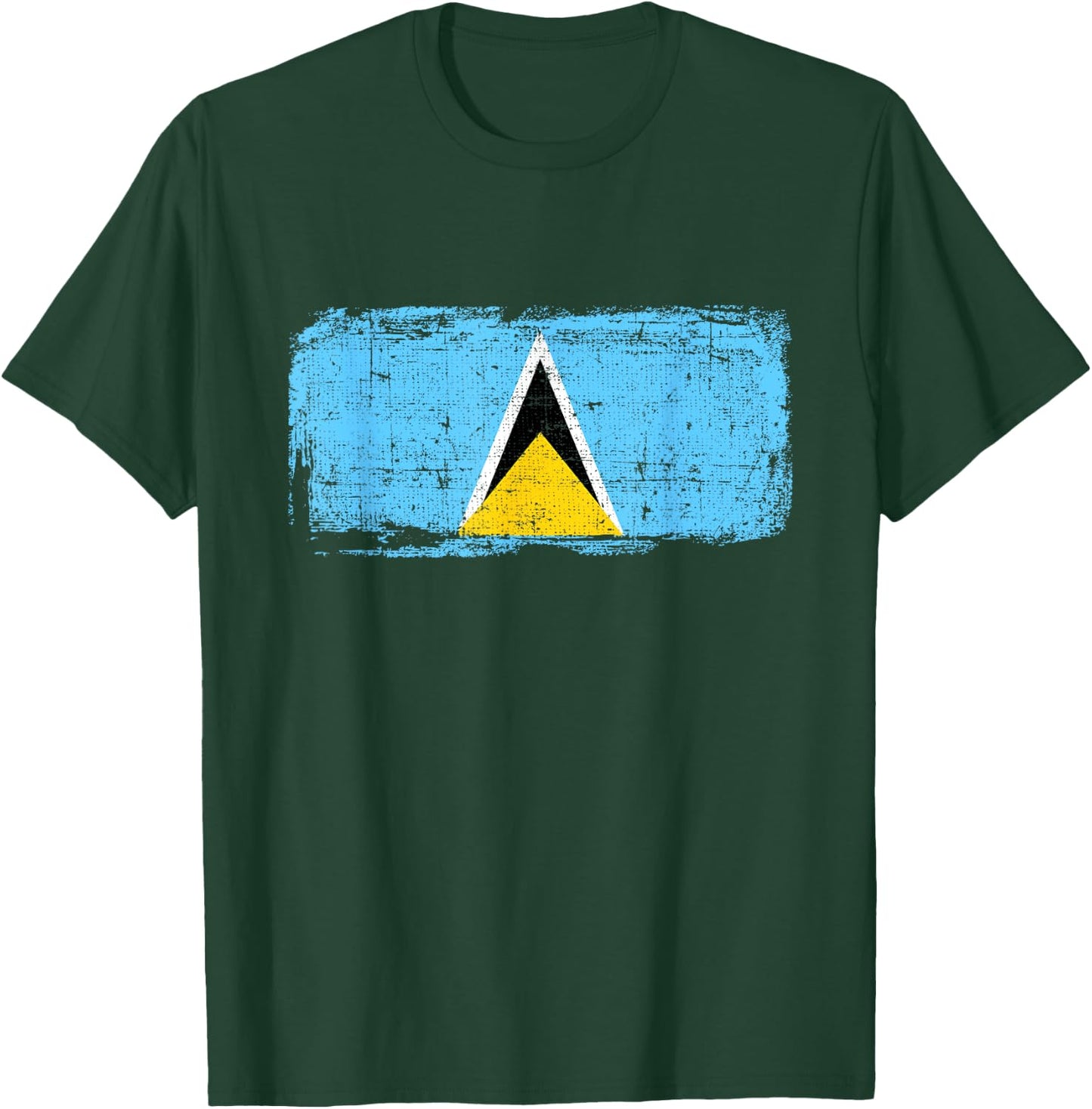 Saint Lucia Flag Pride Gift Distressed Vintage Style T-Shirt - T-Shirt | Forest