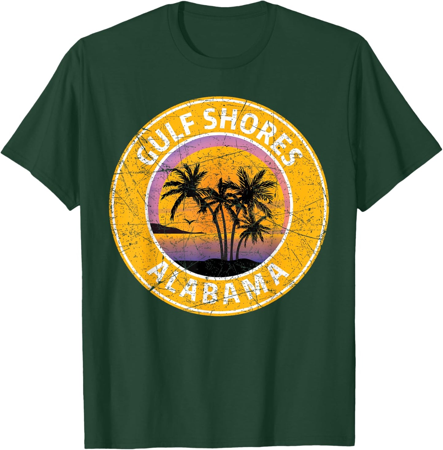 Gulf Shores Alabama Al Vintage Retro 80s Summer Travel T-Shirt - T-Shirt | Forest