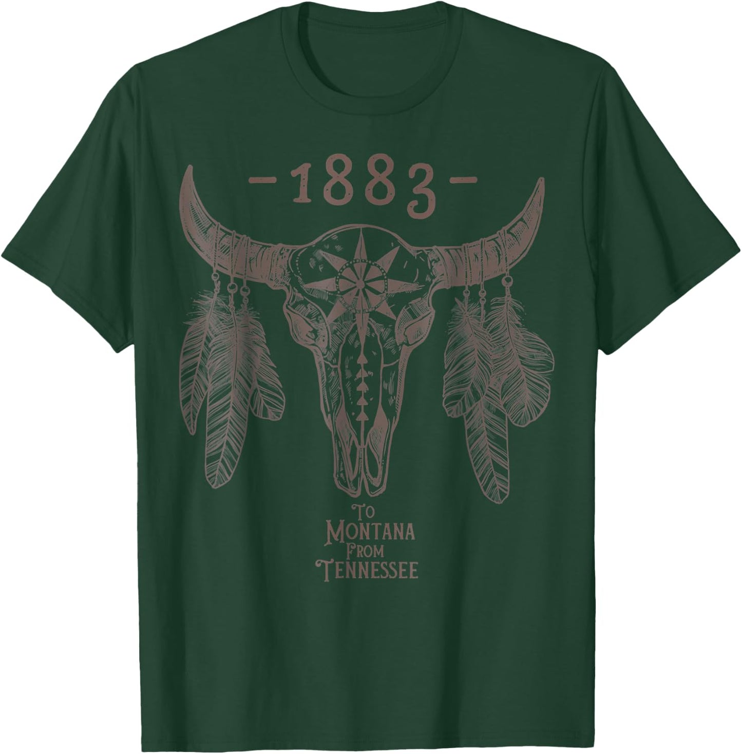 Boho Cow Skull 1883 T-Shirt - T-Shirt | Forest