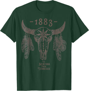 Boho Cow Skull 1883 T-Shirt - T-Shirt | Forest