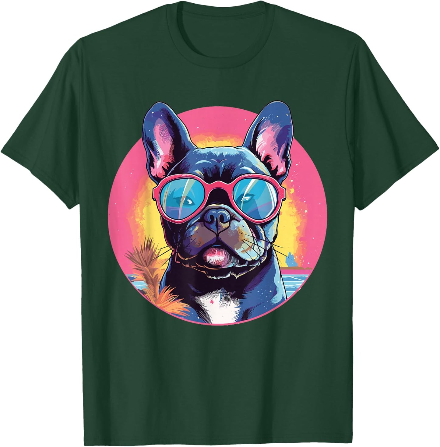 French Bulldog With Sunglasses T-Shirt - T-Shirt | Forest