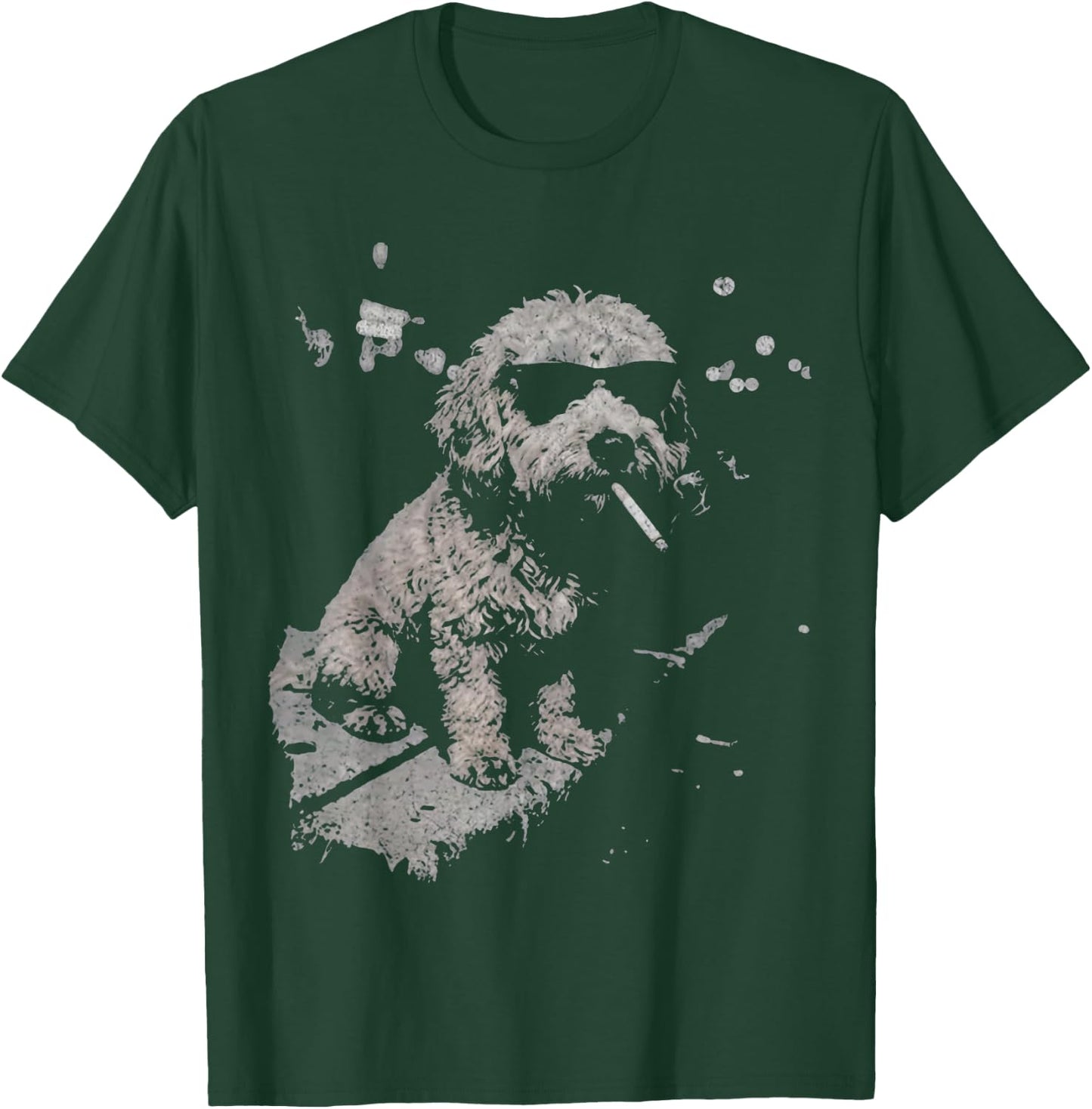 Dog Smoking Cigarette Funny Goldendoodle Meme T-Shirt - T-Shirt | Forest