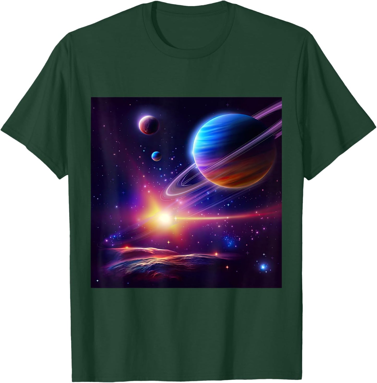 Saturn Planet Galaxy Nebula Space T-Shirt - T-Shirt | Forest