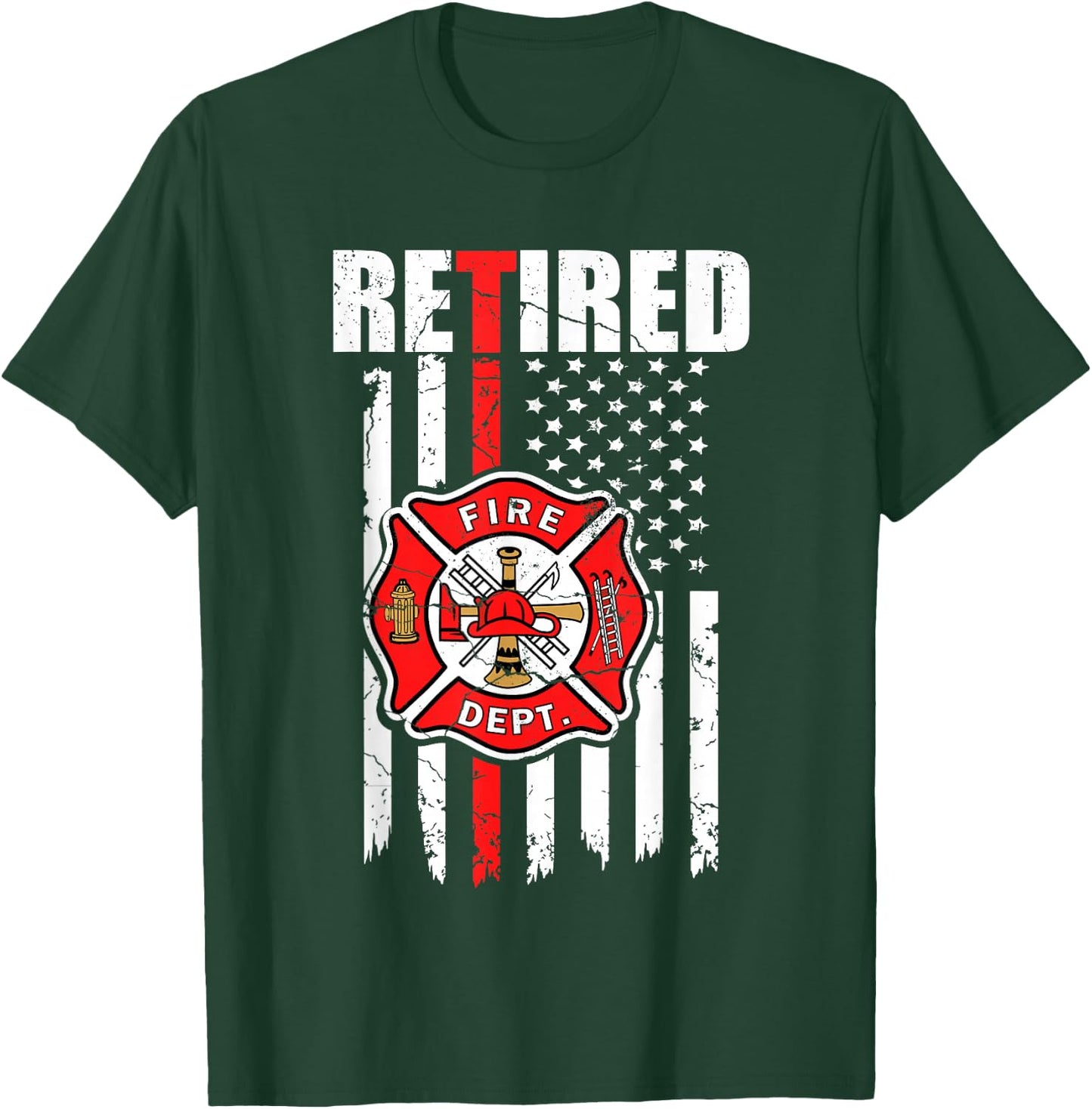 Retired Firefighter American Flag, Retirement 2021, Fireman T-Shirt - T-Shirt | Forest
