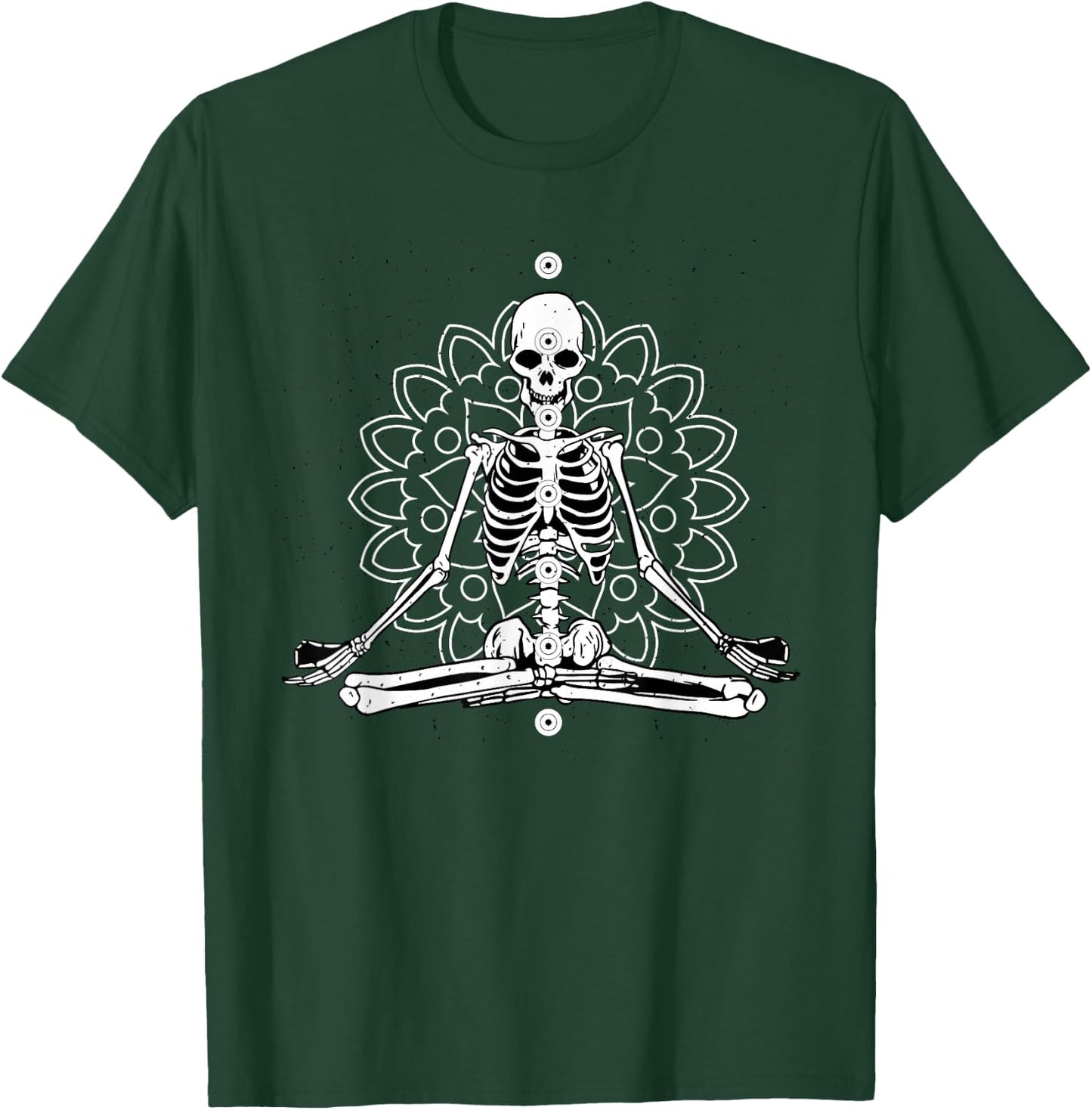 Skeleton Meditation Mandala Halloween Yoga Spiritual Gift T-Shirt - T-Shirt | Forest