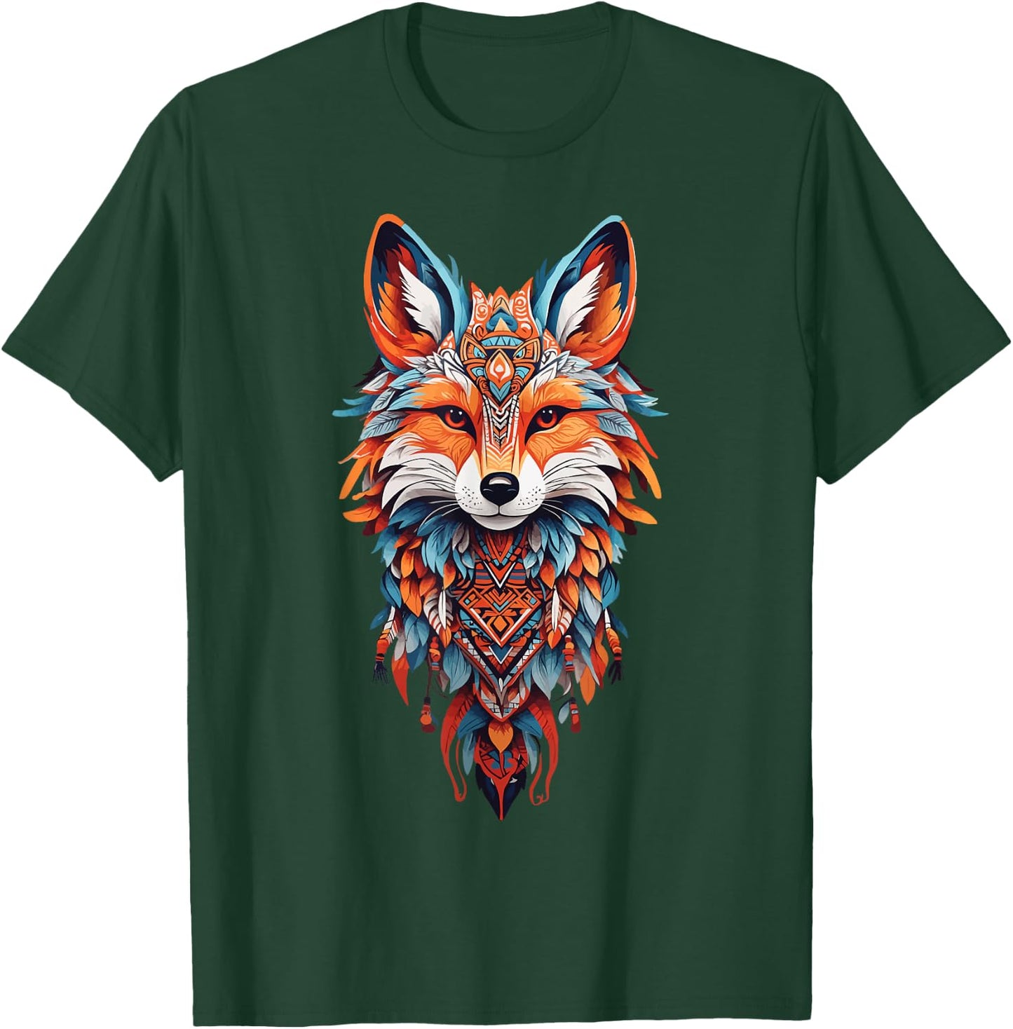 Spiritueller Fuchs mit Federschmuck Indianer Schamane T-Shirt - T-Shirt | Forest