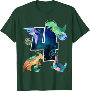 Kids Astronaut Outer Space Dinosaurs 4th Birthday Boy Gift T-Shirt - T-Shirt | Forest