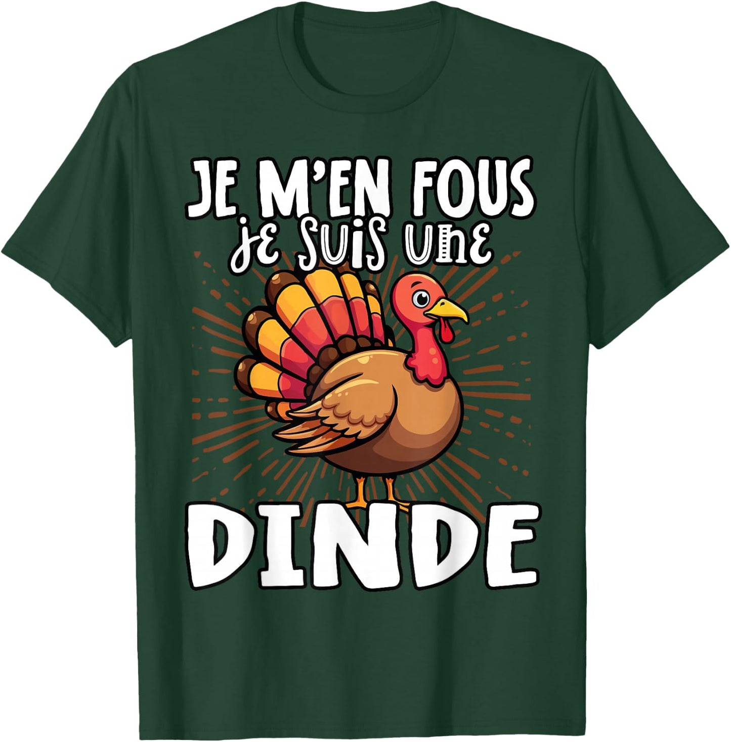 Je M'en Fous Je Suis Une Turkey - Cute Turkey , Black, S T-Shirt - T-Shirt | Forest
