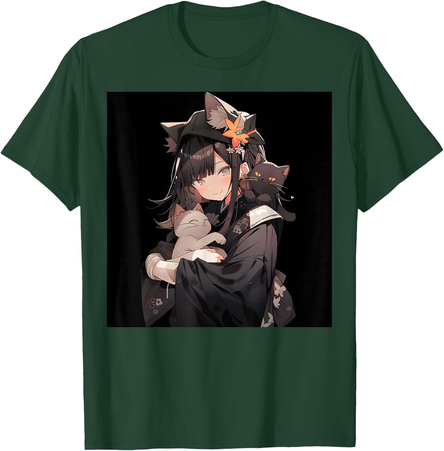 Anime and Cat Lovers for Teen Manga Kawaii Graphic Otaku , black T-Shirt - T-Shirt | Forest