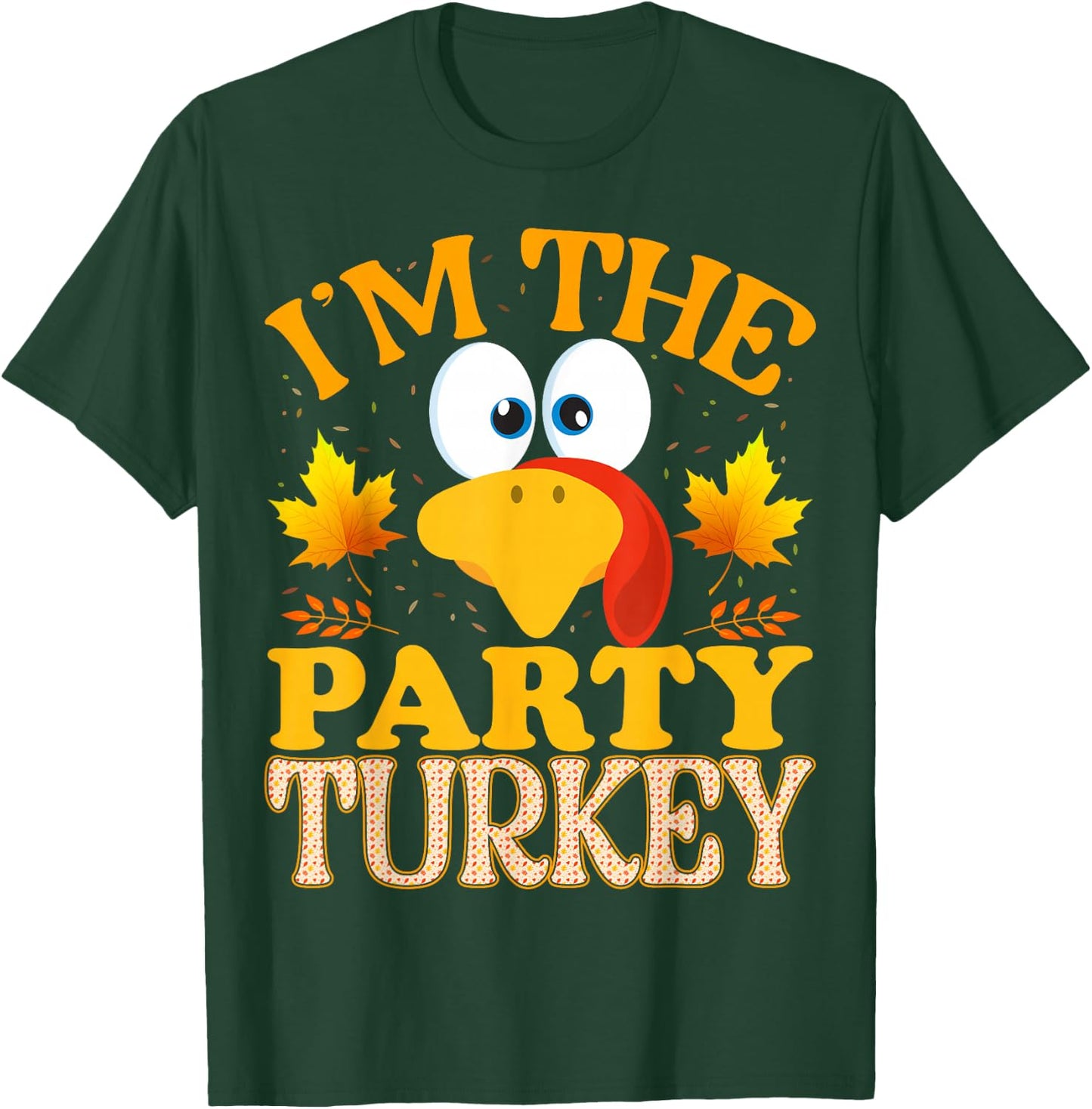 99 Gifts Thanksgiving Family Matching Pajamas - Thanksgiving I'm The Party Turkey - Adult - Black - Small - Short Sleeve - Cotton 65%, Polyester 35% T-Shirt - T-Shirt | Forest