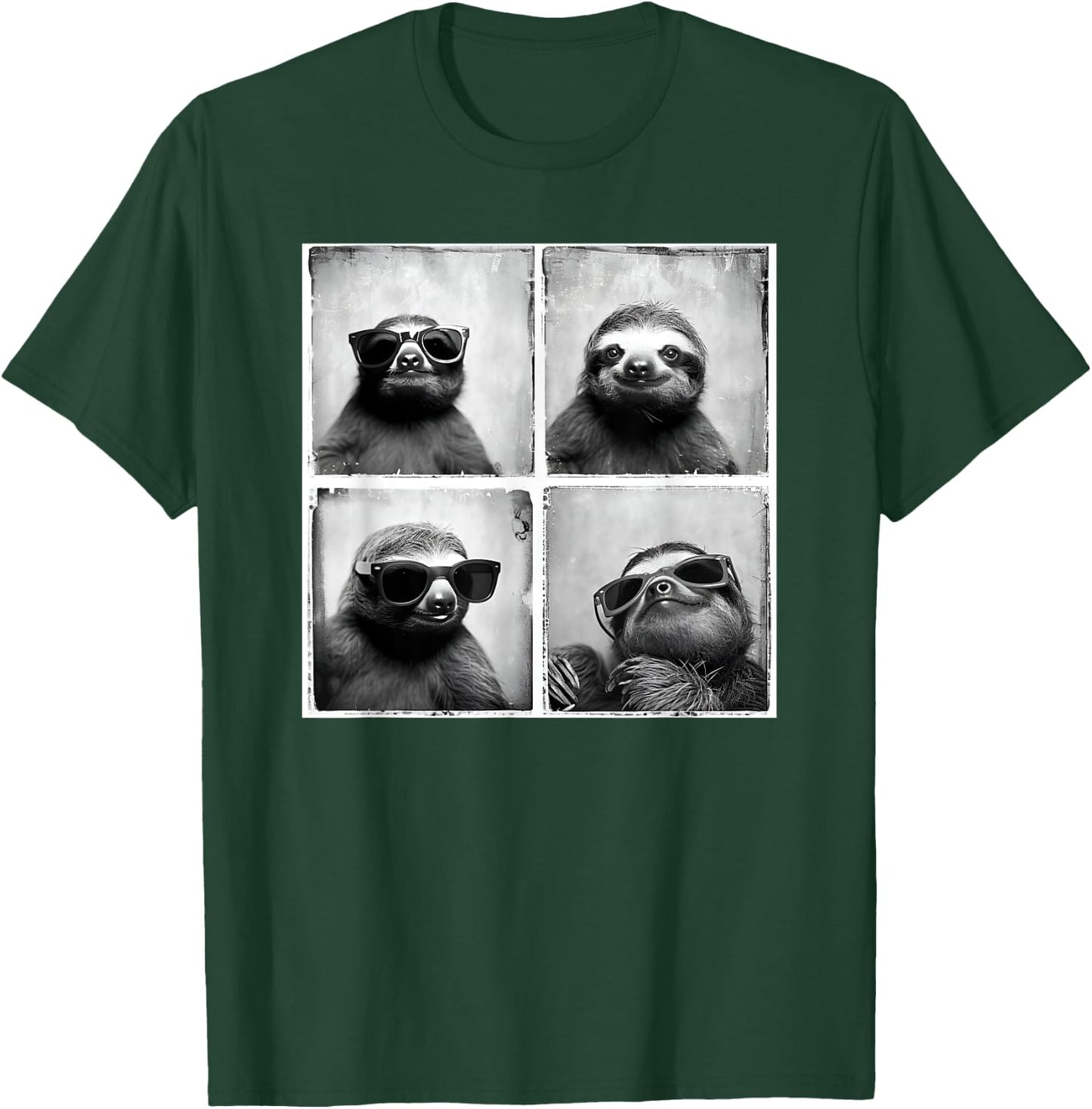 Sloth With Sunglasses Animal Photobooth Retro Sloth Lover T-Shirt - T-Shirt | Forest
