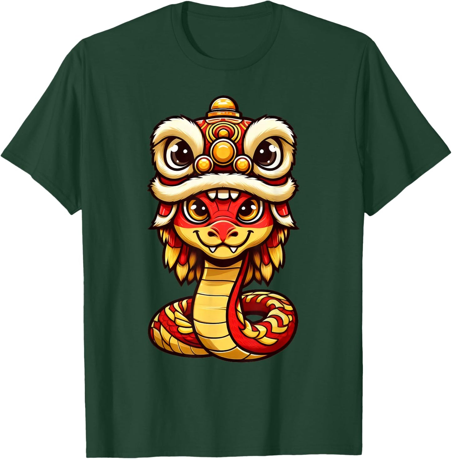 Lion Dance Year of Snake 2025 Chinese New Year Snake Zodiac T-Shirt - T-Shirt | Forest
