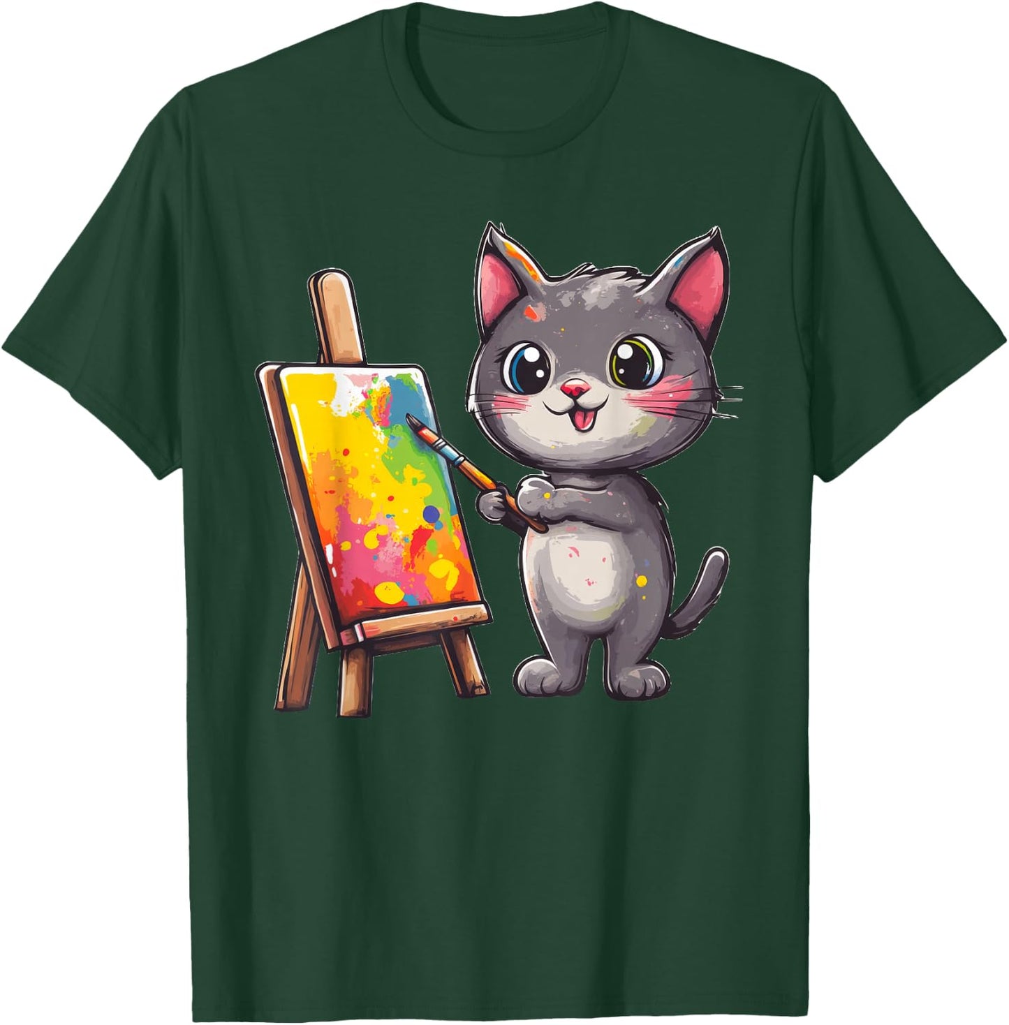 Cat Kitten Painting Art Artist T-Shirt - T-Shirt | Forest