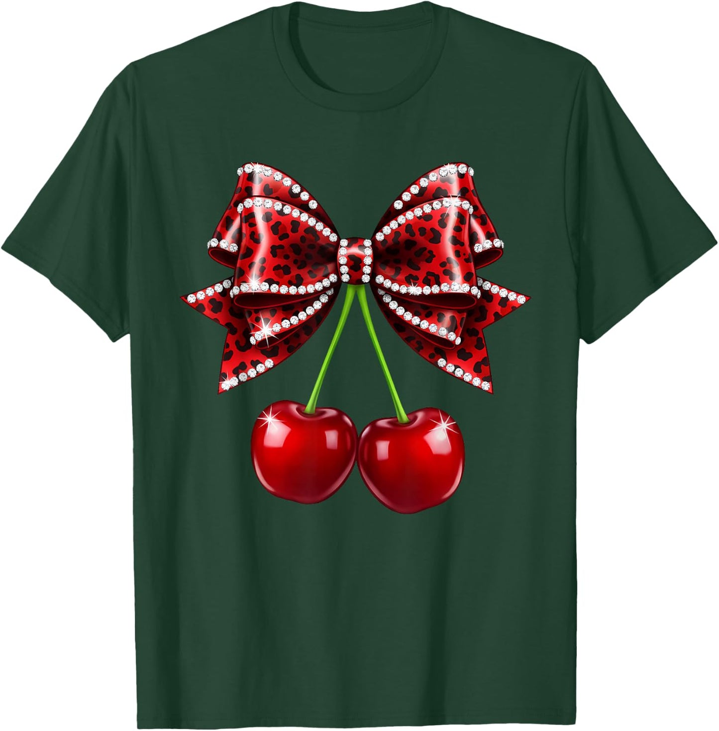 Cherry Bow Coquette Red Cherries Fruits T-Shirt - T-Shirt | Forest