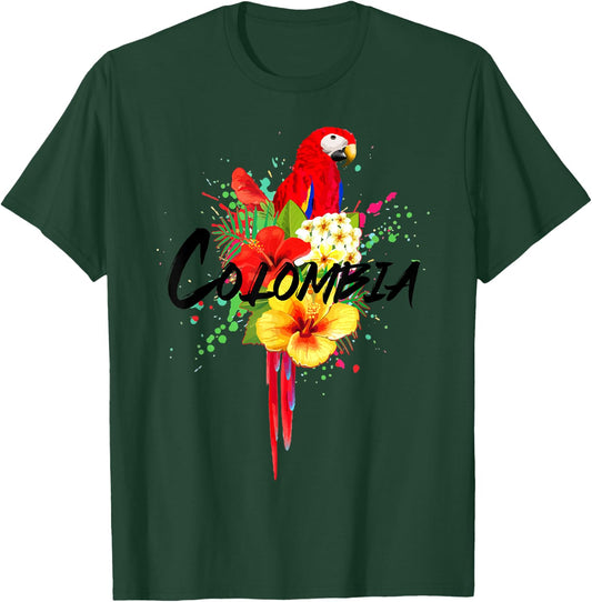 Colombia Parrot Tropical Plants Colombian Souvenir Vintage T-Shirt - T-Shirt | Forest