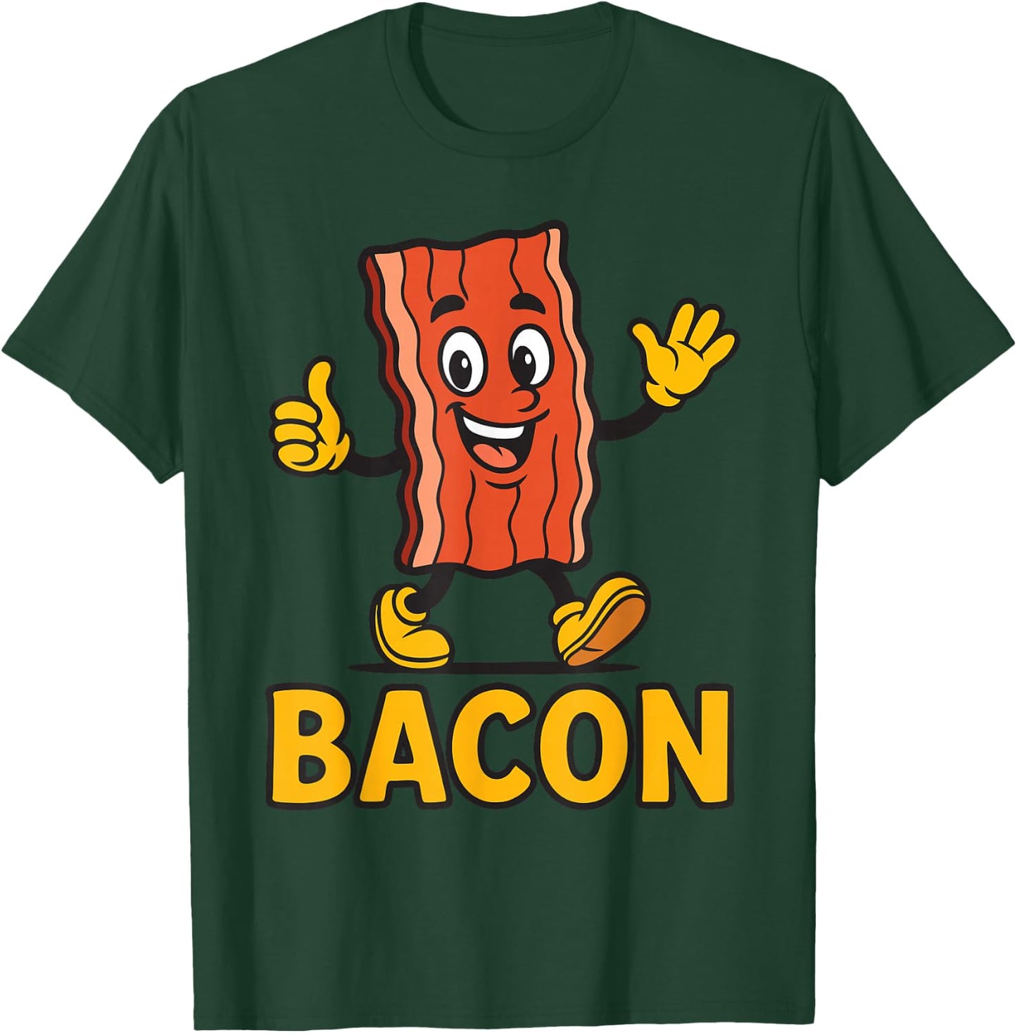 Funny Cute Bacon Mascot Breakfast Lover Morning Meal T-Shirt - T-Shirt | Forest