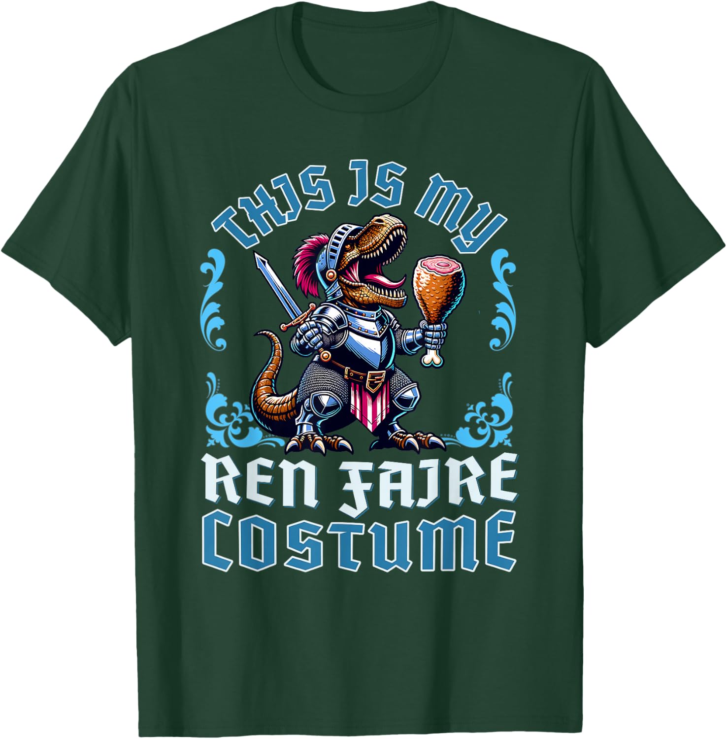 This is My Ren Faire Costume T-Rex Dinosaur Medieval Knight T-Shirt - T-Shirt | Forest