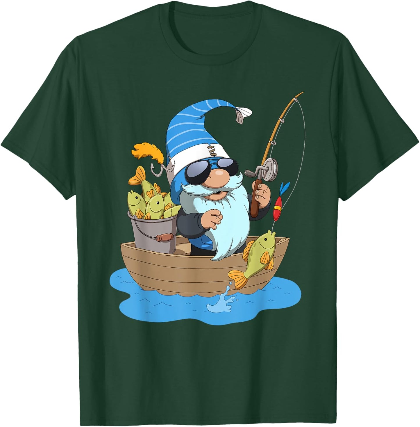 Fisherman Gnome Fishing T-Shirt - T-Shirt | Forest
