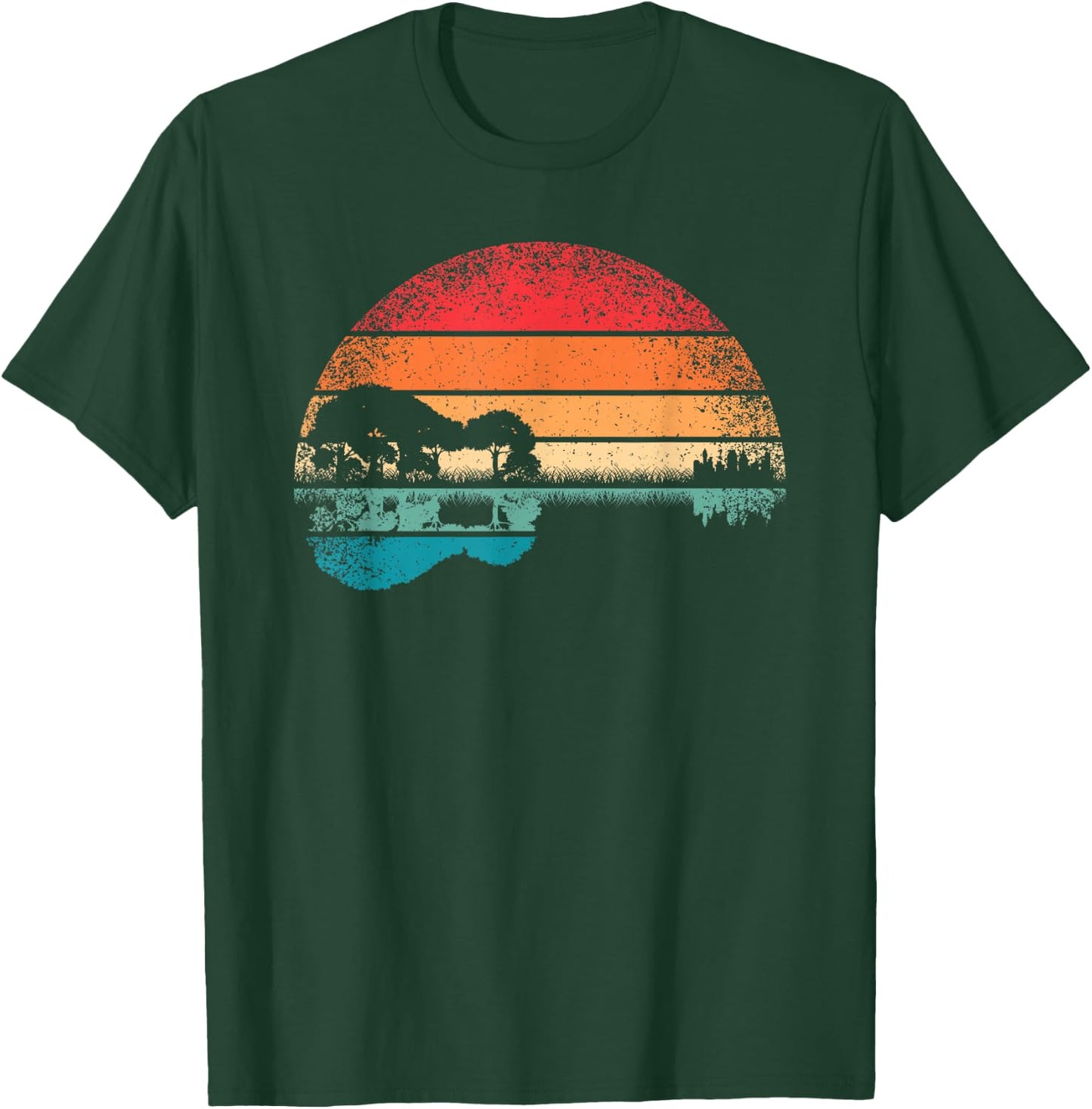 Retro Akustikgitarre Gitarrist Gitarre Gitarrenliebhaber T-Shirt - T-Shirt | Forest