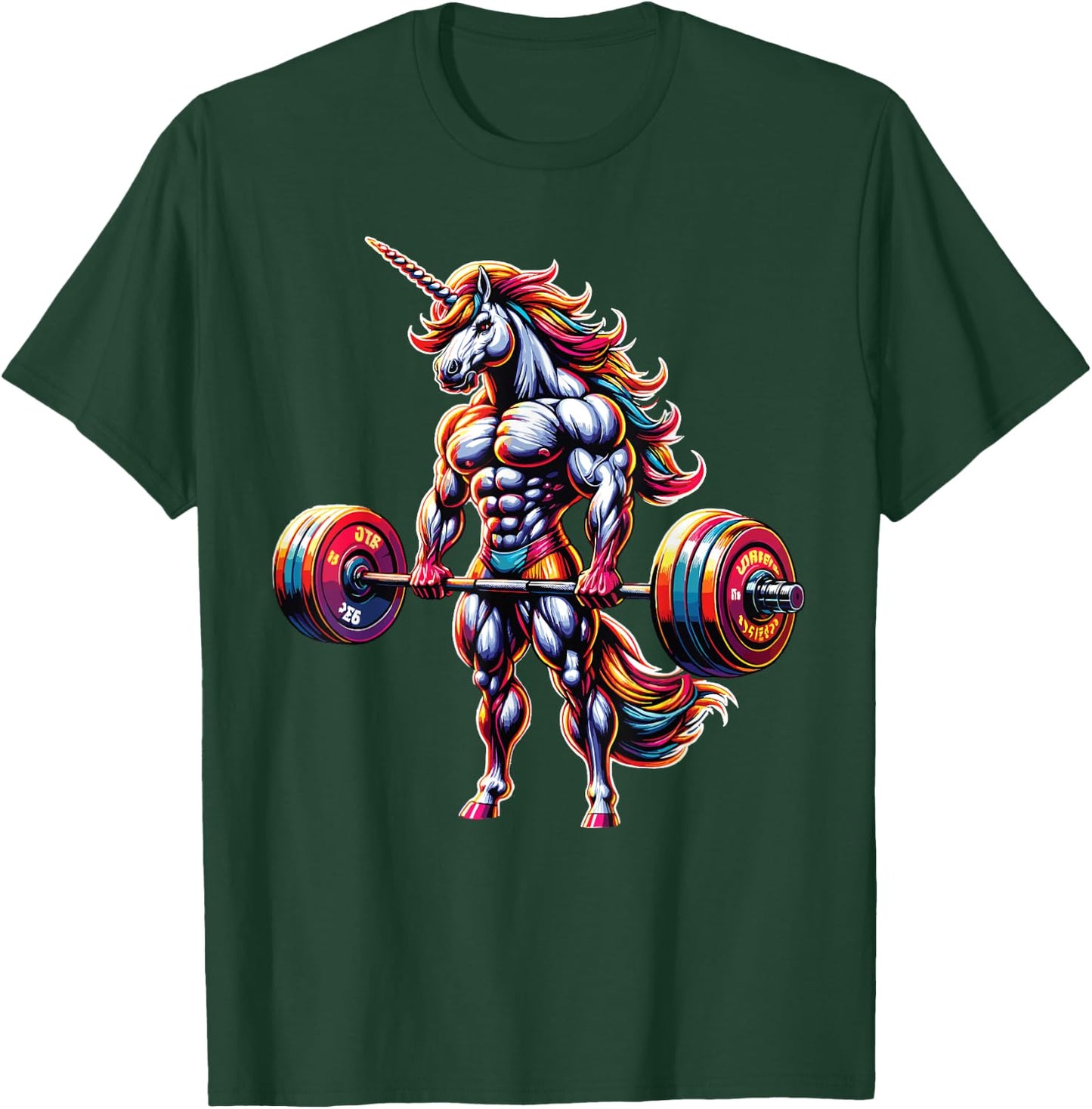 Unicorn Lifting Weights Fitness Lover Barbell Weightlifting T-Shirt - T-Shirt | Forest