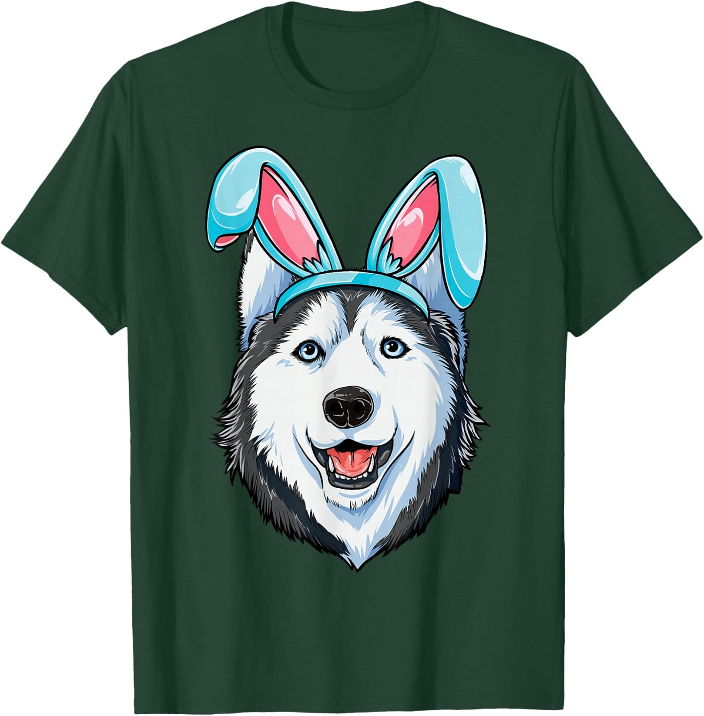Siberian Husky Easter Bunny Ears Funny Men Women Dog Lover T-Shirt - T-Shirt | Forest