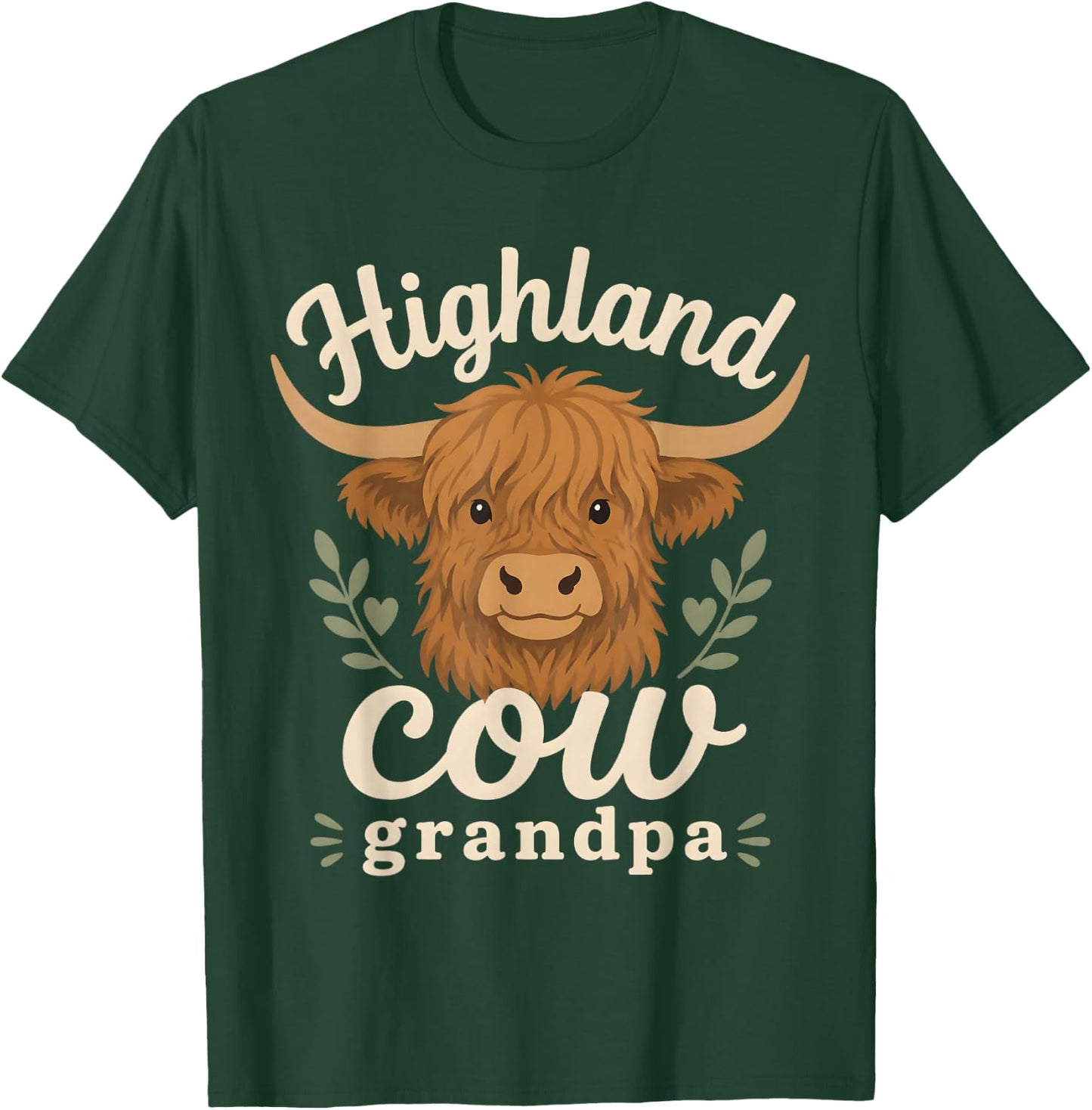 Highland Cow Grandpa Grandfather Father's Day T-Shirt - T-Shirt | Forest