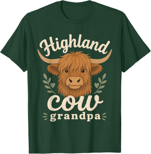 Highland Cow Grandpa Grandfather Father's Day T-Shirt - T-Shirt | Forest