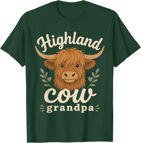 Highland Cow Grandpa Grandfather Father's Day T-Shirt - T-Shirt | Forest