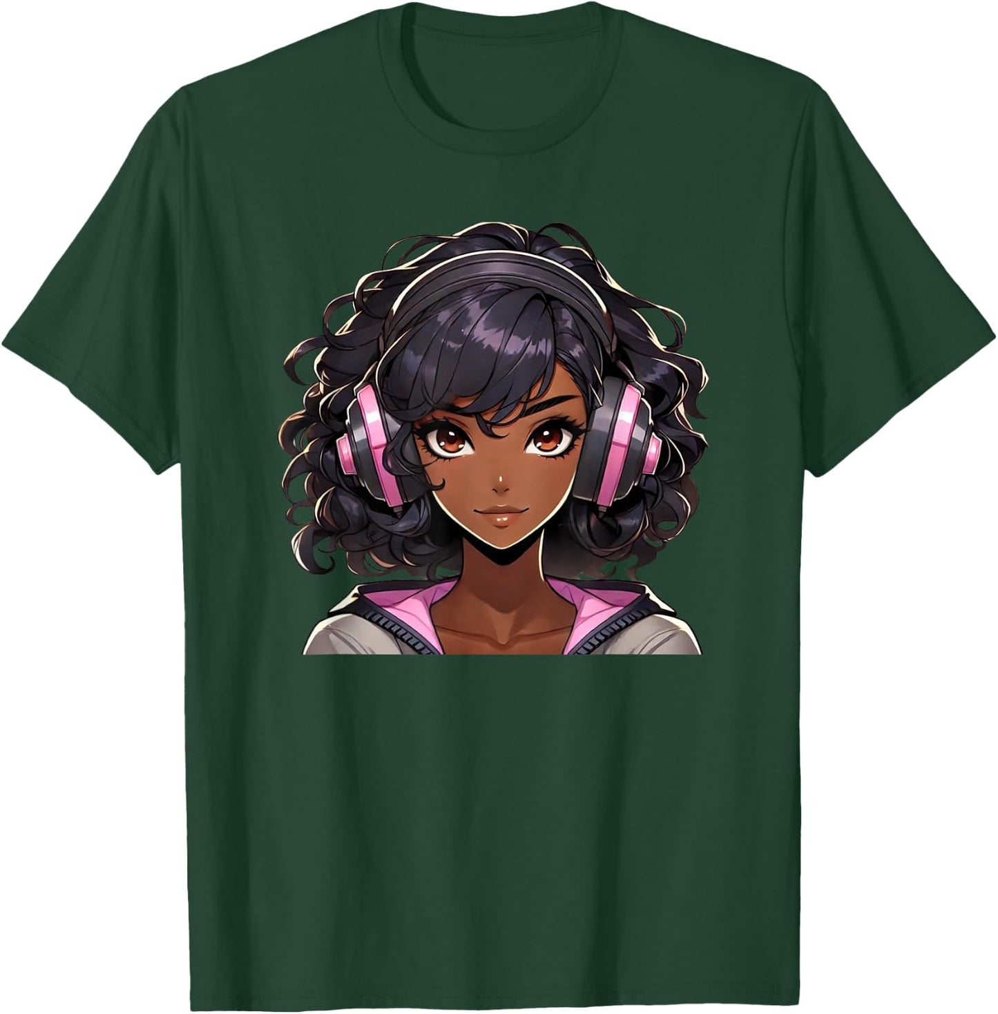 African American Teen Girl Black Anime Shirt Black Girl T-Shirt - T-Shirt | Forest